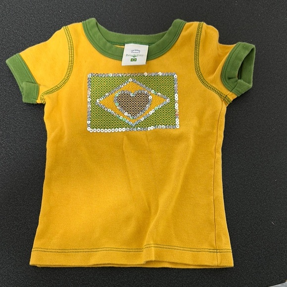 Yellow and Green Short Sleeve Tee with Graphic Design - Picture 1 of 3